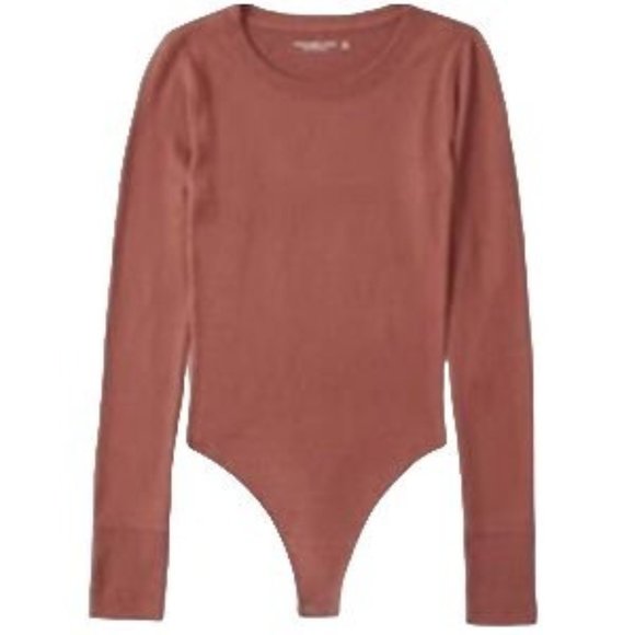 Abercrombie & Fitch Tops - Abercrombie & Fitch Crew Round Neck Seamless Bodysuit Long Sleeve Brown Size S